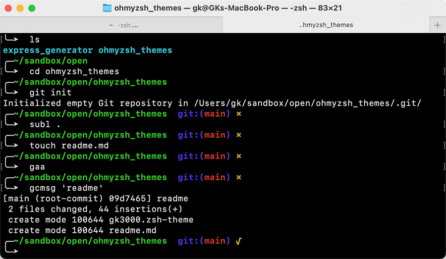 Oh My Zsh custom theme